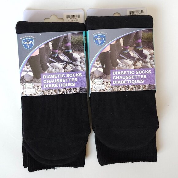 Dr. Segal's Diabetic Socks Medium/Large Unisex Two Pairs BNIP Black - Picture 1 of 4